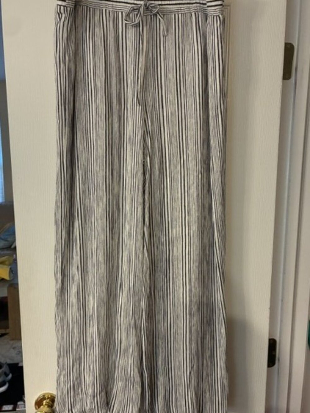 AB Studios Women's Wide Navy Striped Nautical Beach Cruise Resort Pants Size XL
